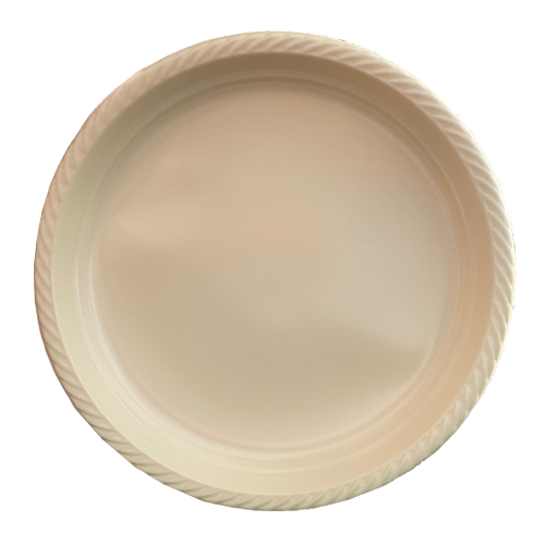 צלחת 10 פלסטיק color ארוז 18 יח' - קרם	