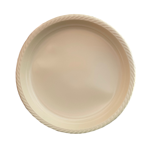 צלחת 9 פלסטיק color ארוז 18 יח'- קרם	