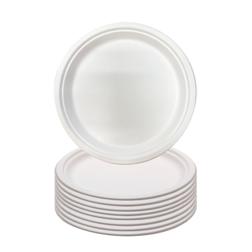 צלחת 9 קנה סוכר עגול 40 יח' - לבן