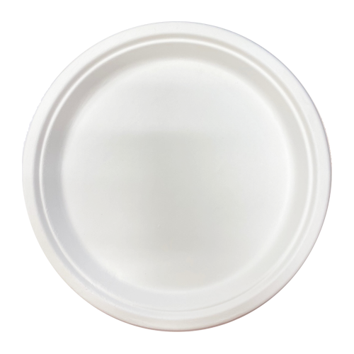 צלחת 10 קנה סוכר מתכלה 25 יח' עגול  - לבן