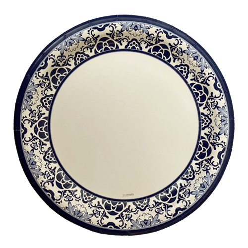 צלחת נייר 10 יווני 18יח'- כחול