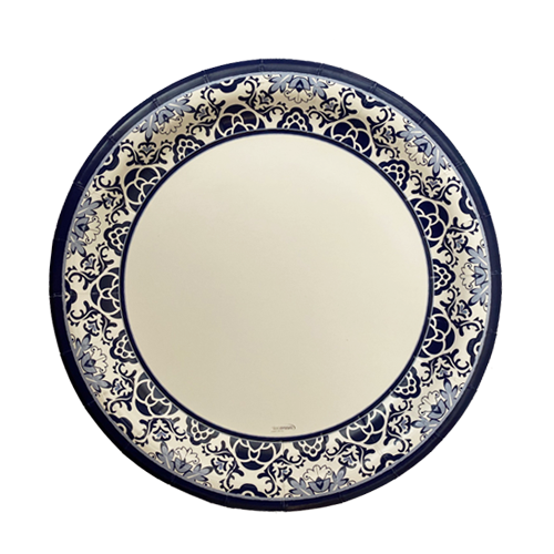 צלחת נייר 9 יווני 18 יח'- כחול