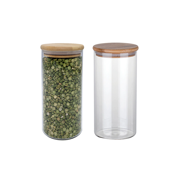 צנצנת זכוכית 300 מ"ל מכסה עץ