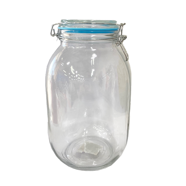 צנצנת זכוכית הרמטית עם קליפס 3 ליטר