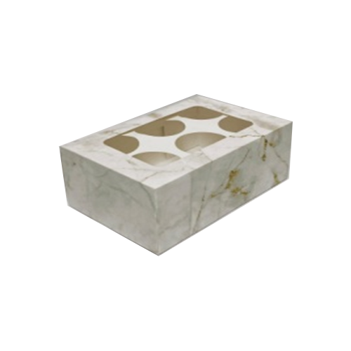 קופסה לקאפקייקס  - לבן עיטור זהב