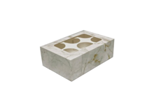 קופסה לקאפקייקס  - לבן עיטור זהב