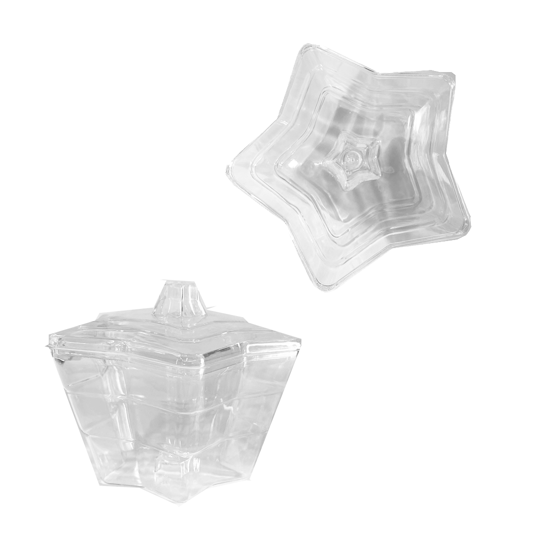 כלי קינוח כוכב +מכסה 10 יח' - שקוף