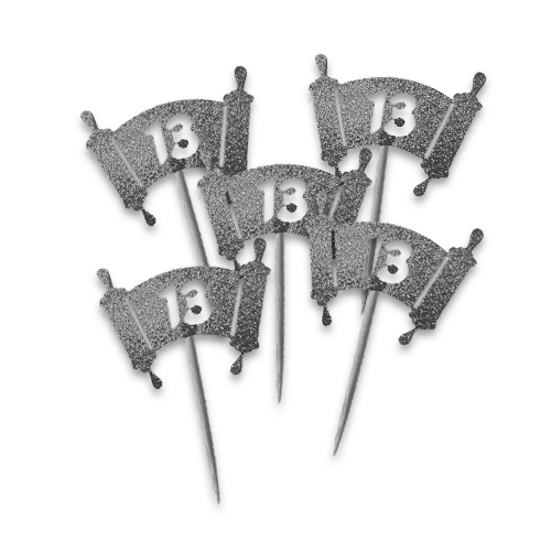 שיפוד ספר תורה גליטר לבר מצווה 10 יח' - כסף