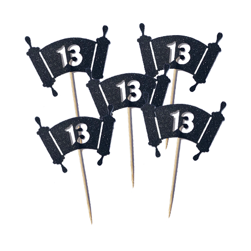 שיפוד ספר תורה גליטר לבר מצווה 10 יח' - שחור