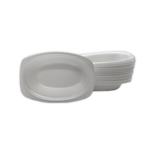 צלחת קלקר אובלית עמוק 600 מ"ל  20 יח'  - לבן