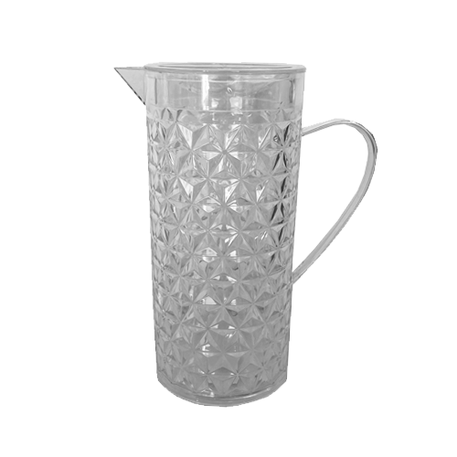 קנקן שתיה פלסטיק יהלום + מכסה - שקוף