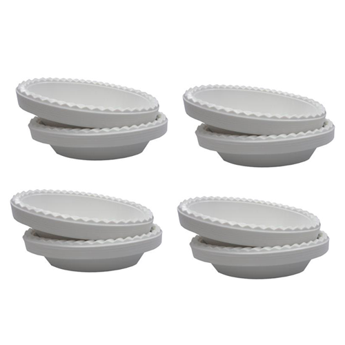 6 חב' צלחת קסרול פלסטיק פשוט 20 יח' - לבן/קרם