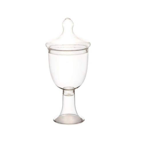 קערה על רגל מפלסטיק+מכסה 36 ס"מ  - שקוף