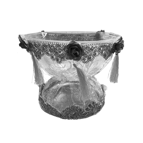 קערה מעוטרת לחינה קטן - כסף