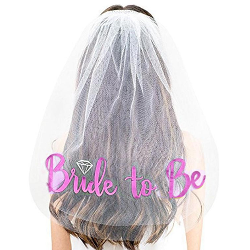 הינומה עם כיתוב BRIDE TO BE - ורוד
