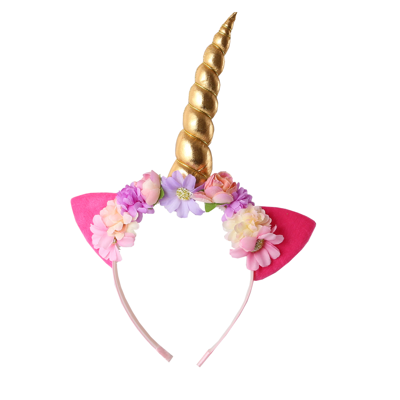 קשת לראש חד קרן פרחוני - ורוד