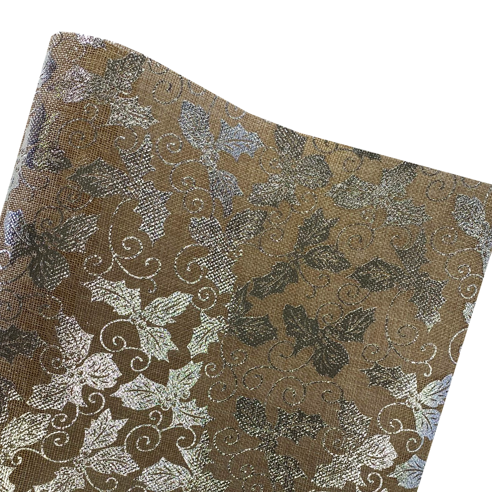 גליל ראנר יוטה טבעי פרחים  2.7 מ' - כסף