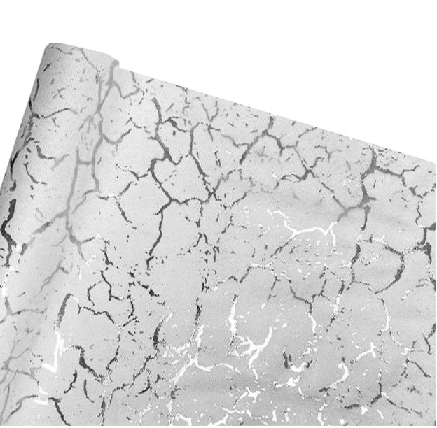 ראנר מבד לבד דוגמת שיש - לבן כסף