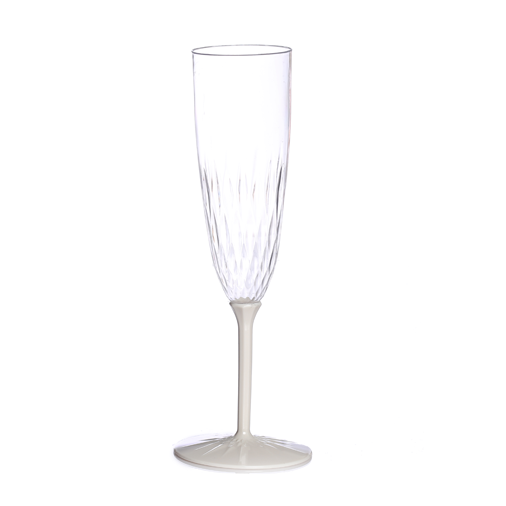 כוס שמפנייה מהודרת מפלסטיק 6 יח' - קרם