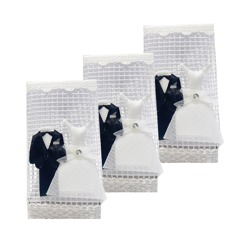 שקית  רשת צורת חתן/כלה 12יח' - לבן