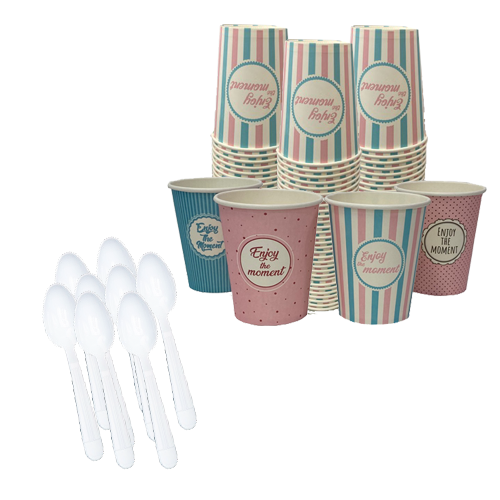 480 כוסות נייר 8OZ לשתייה חמה + כפיות