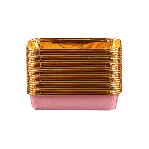 תבנית מאפינס מלבן פס זהב 25 יח' -ורוד