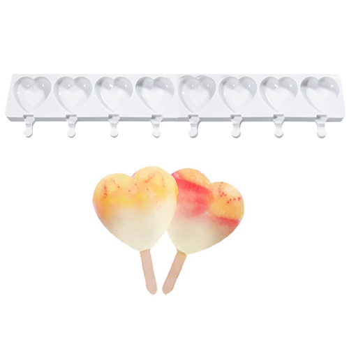 תבנית סיליקון גלידה בצורת לב 6 גומות - קטן