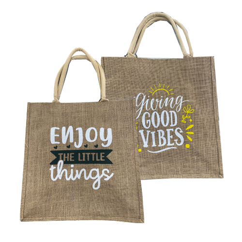 תיק יוטה מודפס - דגם משתנה 