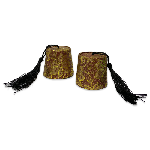 תרבוש מרוקאי קטן 12 יח' -  בורדו זהב