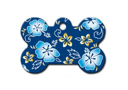 תג שם עצם גדול בעיצוב הוואי כחול לכלב