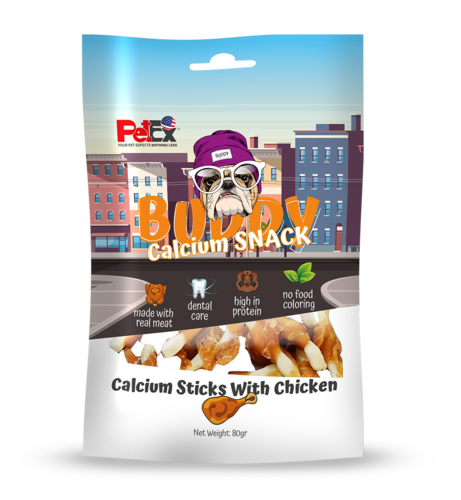 באדי סנאק חטיף לכלב מקלות קלציום עטופים בבשר עוף
