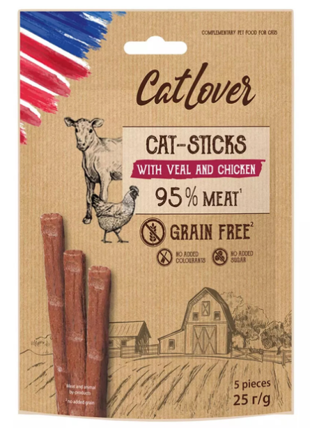 סטיקים לחתול בטעם עגל ועוף