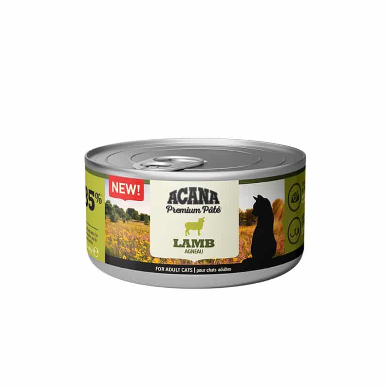 מגש שימורי אקאנה מעדן פרימיום לחתול עם כבש