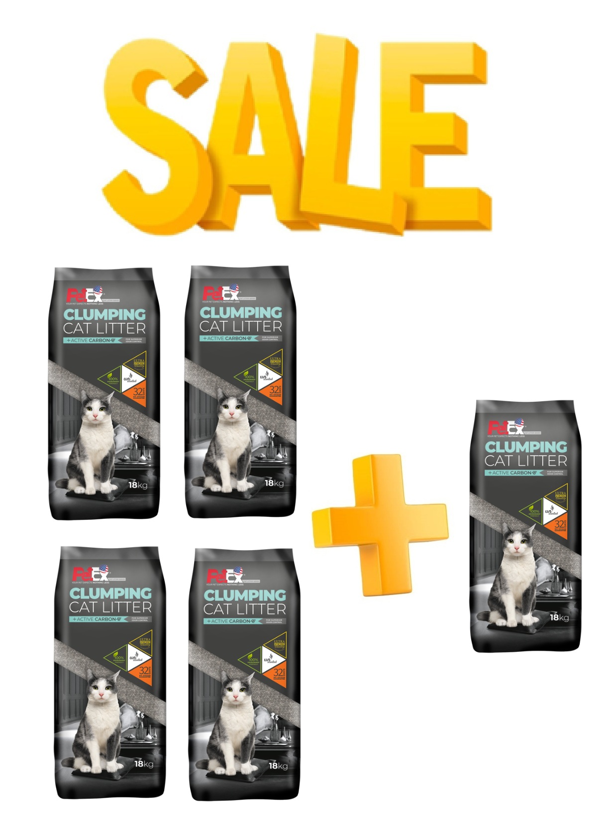 מבצע! ברכישת 4 שקי חול מתגבש קרבון אפור ללא ריח 18ל' - קבלו שק נוסף מתנה!