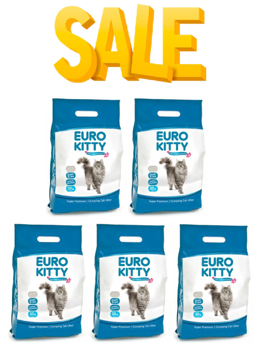 מבצע! 5 שקי חול מתגבש יורו קיטי 10ק"ג במחיר מיוחד!