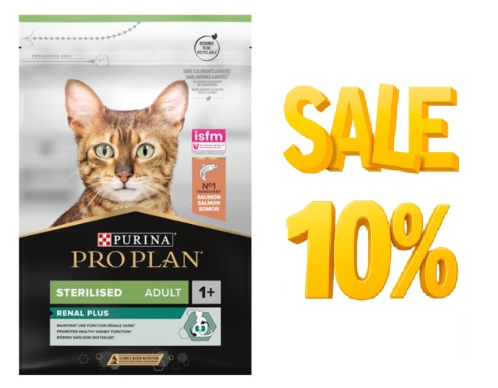 מבצע! פרו פלאן STERILISED סלמון לחתול בוגר מסורס/מעוקרת ב-10% הנחה!