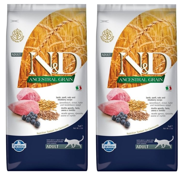 2 שקי ND אנסס כבש אוכמניות חתול 5 ק"ג כל שק 