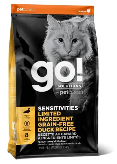 גו! מזון לחתול סנסטיבטיס LID נטול דגנים ברווז