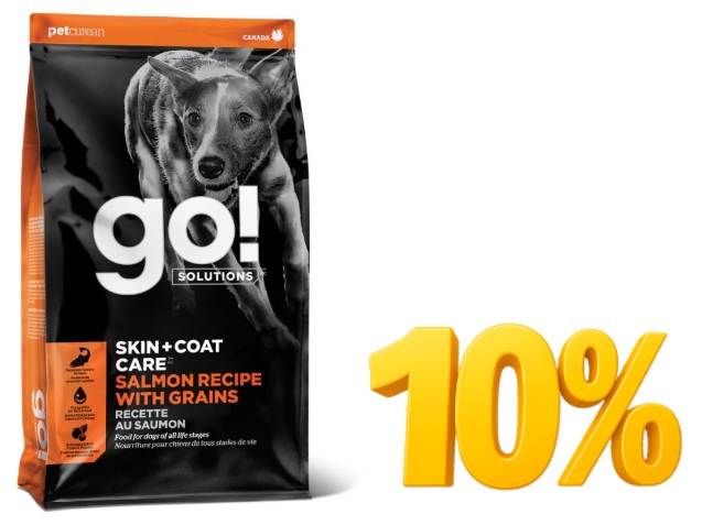 מבצע! גו! לכלב סקין אנד קואט סלמון 10ק"ג ב-10%הנחה