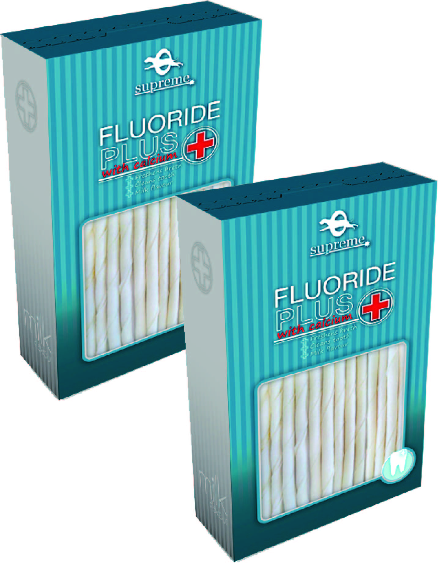 שתי חבילות סופרים פלואוריד פלוס קלציום לכלבים בינוניים וגדולים