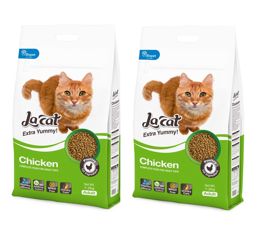 זוג שקי מזון יבש לחתול בוגר לה קט עוף
