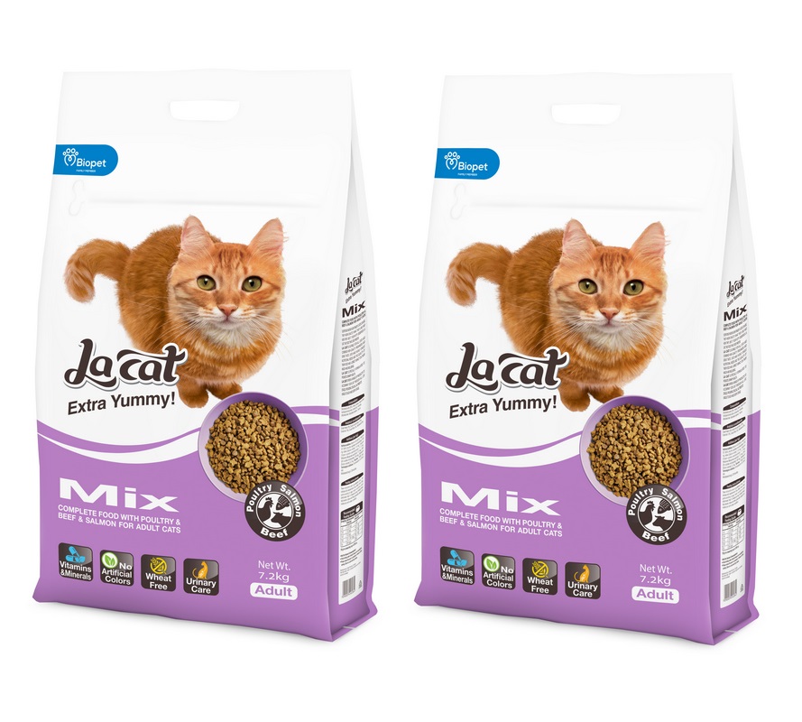 שני שקי מזון יבש לחתול בוגר לה קט מיקס + 1.5 קילו מתנה