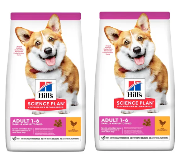 2 שקי הילס לכלב בוגר מגזע קטן עוף 3ק"ג כל שק