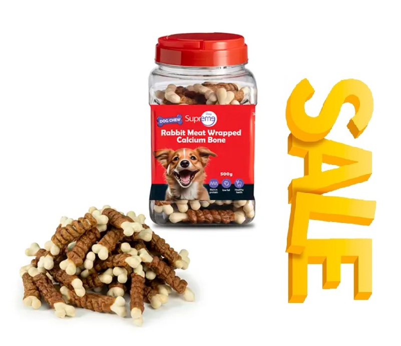 מבצע! 2 צנצנות חטיפי סופרים עצם סידן מצופה בשר ארנב לכלבים ב-99₪!