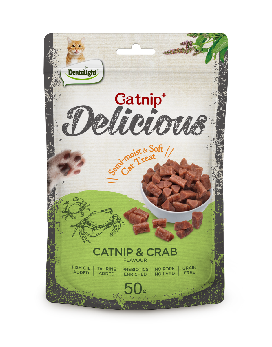 דנטהלייט דלישס חטיף לחתול עם קטניפ בטעם סרטן 