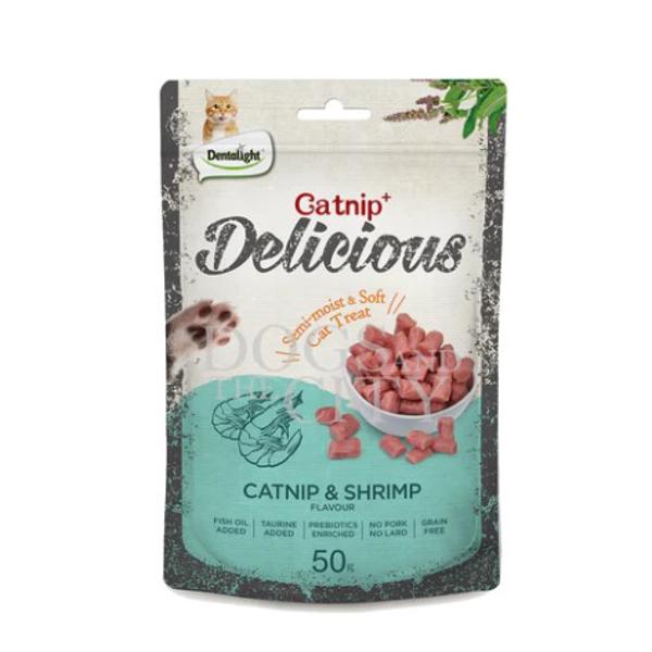 דנטהלייט דלישס חטיף לחתול עם קטניפ בטעם שרימפס 