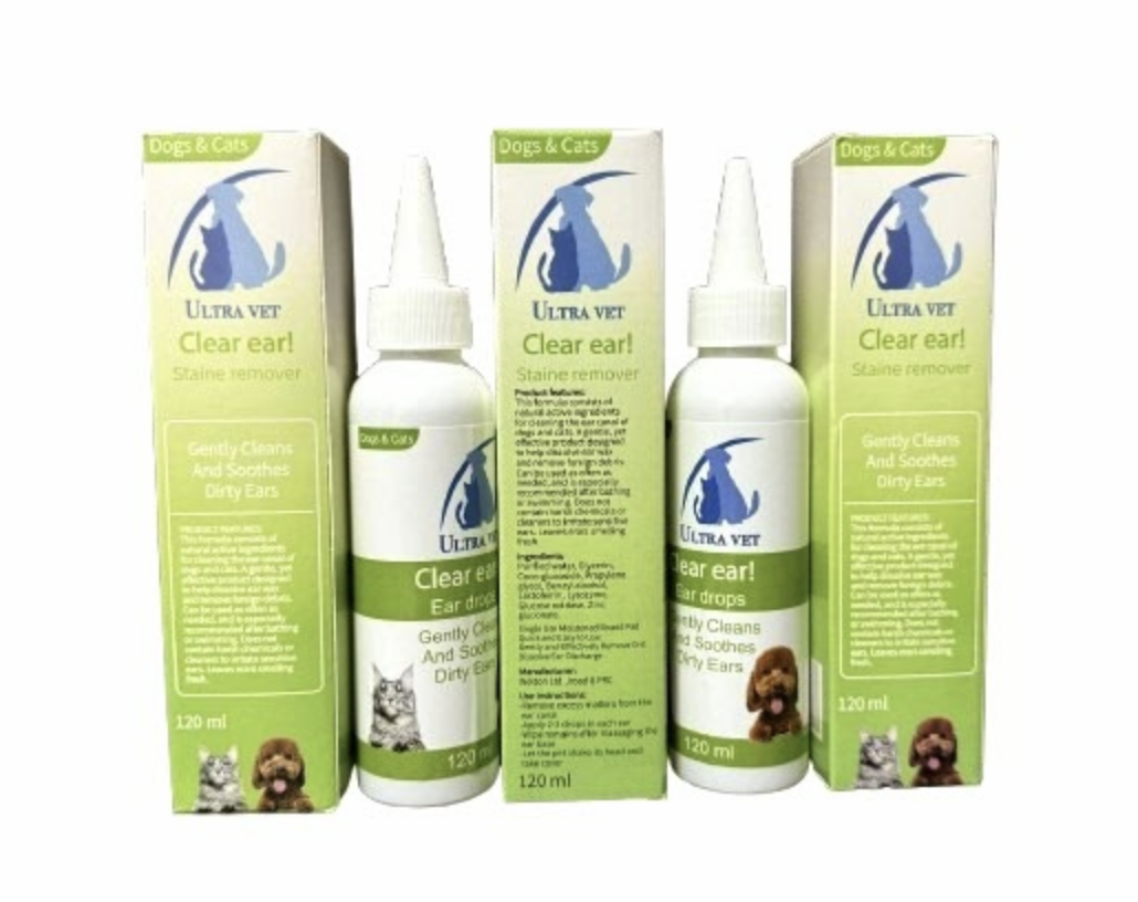 אולטרה וט נוזל שטיפה לאוזניים לכלבים וחתולים