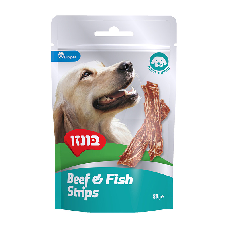 חטיף בונזו רצועות בקר ודגים 