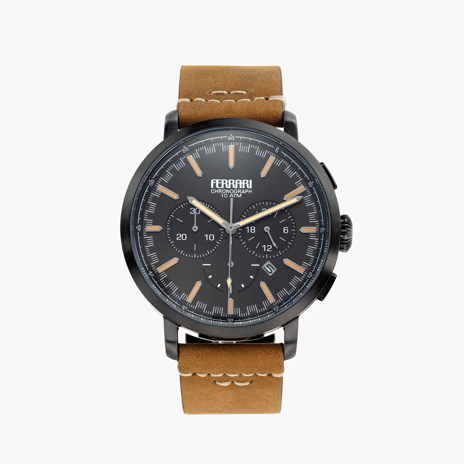 שעון ferrari רצועת עור חומה