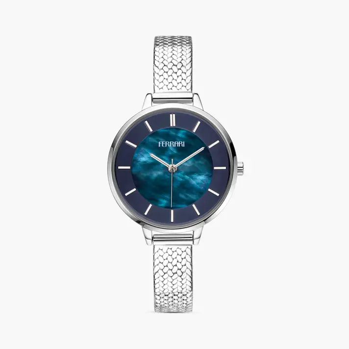 שעון FERRARI לנשים עם לוח אם הפנינה כחול
